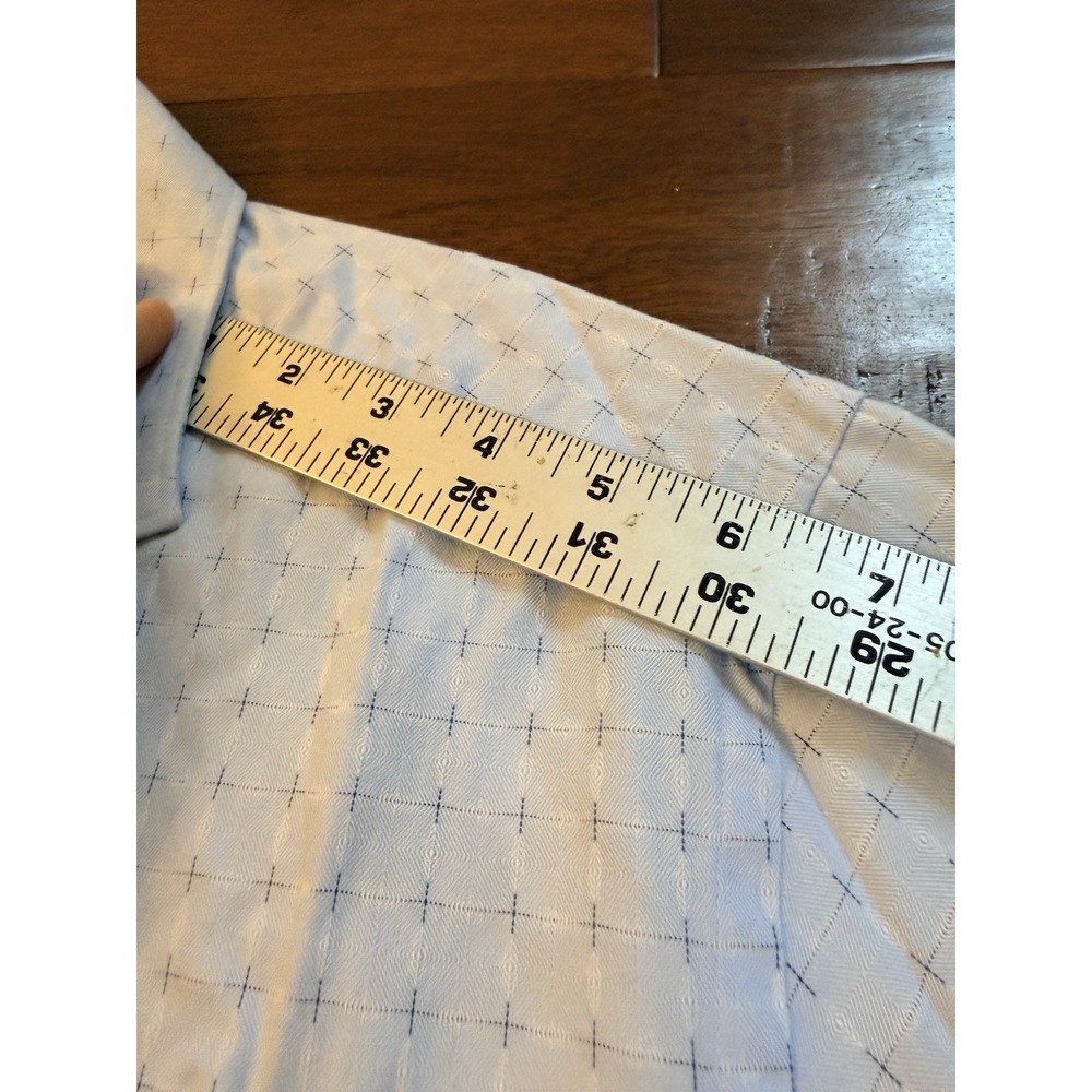 Men's Long Sleeve Shirt L Bespoke Quality Custom Made Anthony Mason Blue AOP - Picture 5 of 5